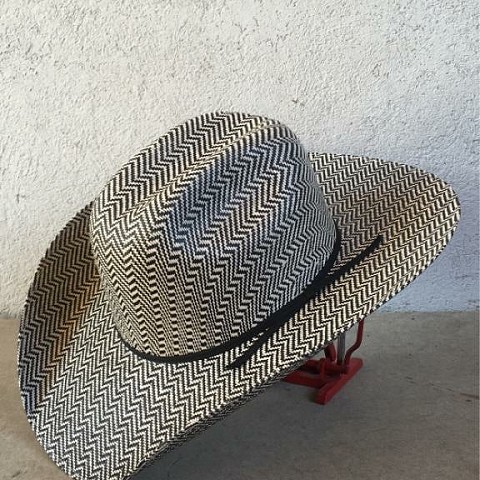 Cappello western in paglia bicolore nero/crema Cod steperi002